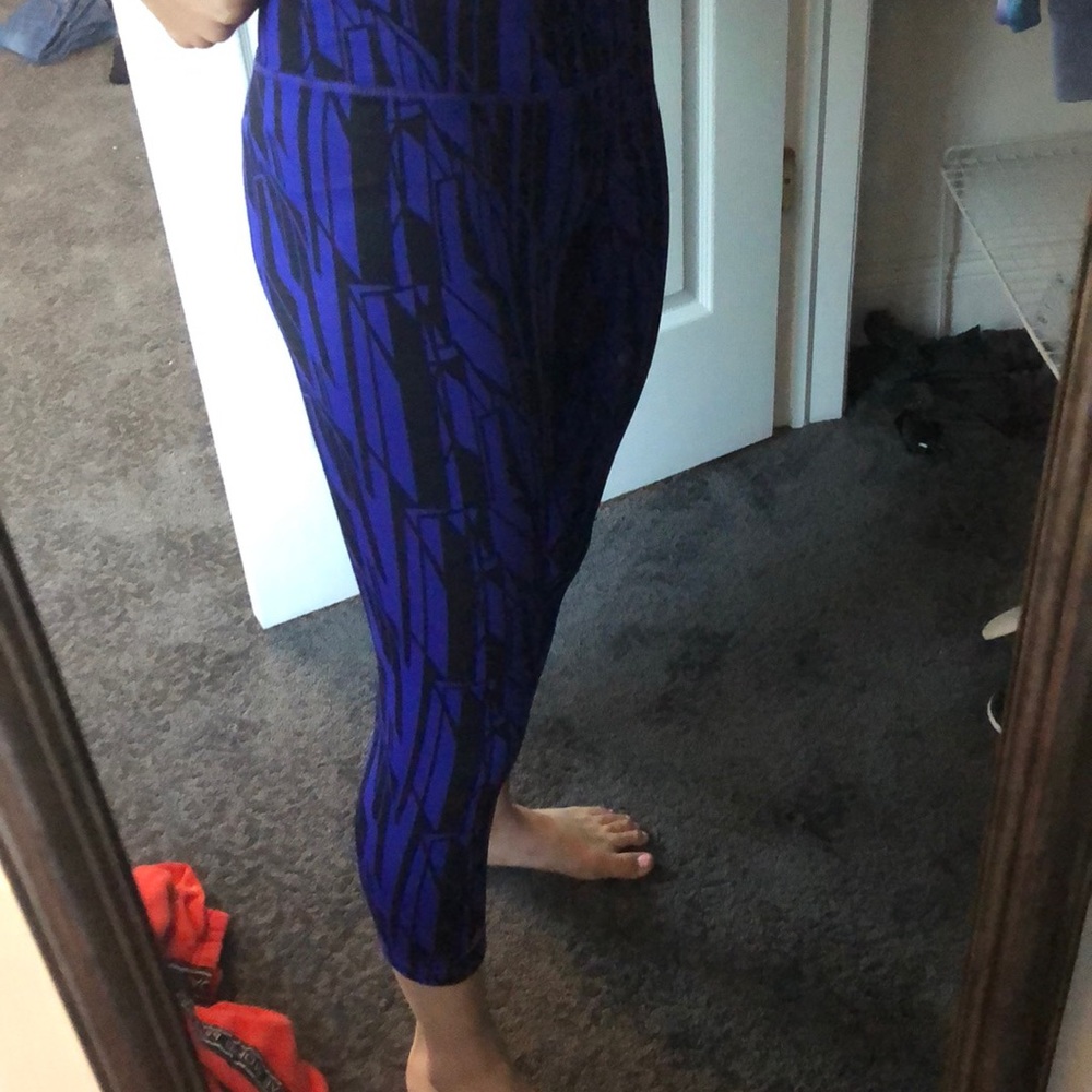 Purple and black leggings